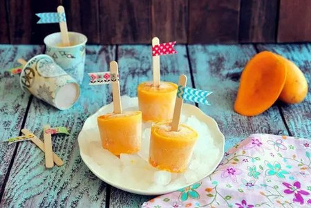 芒果酸奶冰棍自制方法_辅食添加-儿童护理糖浆-有机-雪糕