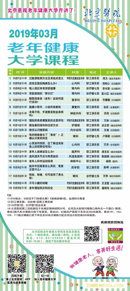 北京医院2019年3月老年健康大学课程安排_由北京-责编-医院-北京