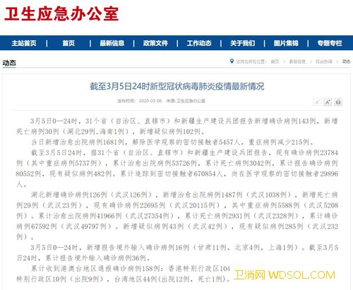 国家卫健委：3月5日0—24时新增确诊病例1_武汉-病例-出院-治愈